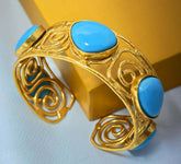 18 K Gold Plated Gemstone Cuff Bangle