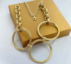 18K Gold Plated Wire Link Necklace