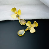 Tear Drop Labradorite Earrings in 18k Gold Plated SKU