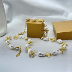 Golden Bee and Baroque Pearl Waist Belt