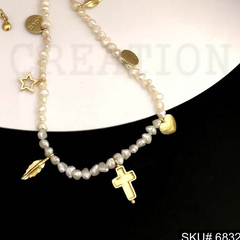 Love Charms With Pearl Beads Necklace SKU6832