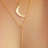 Gold Plated Double Chain with Moon Charm SOKU#6024