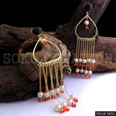 Gold plated Long Statement Drop & Dangle Earring SKU5602