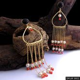 Gold plated Long Statement Drop & Dangle Earring SKU5602