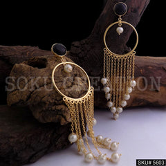 Gold plated Long Statement Drop & Dangle Earring SKU5603