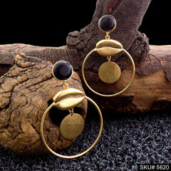 Gold plated Shell Style Drop & Dangle Earring SKU5620