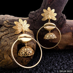 Gold plated Peacock and Shell Style Drop & Dangle Earring SKU5622
