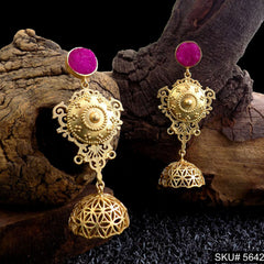Gold plated Statement Long Drop & Dangle Earring SKU5642