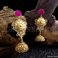 Gold plated Statement Long Drop & Dangle Earring SKU5642
