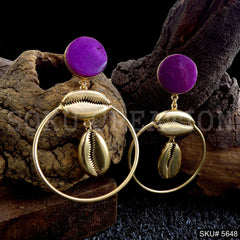 Gold plated Shell Style Drop & Dangle Earring SKU5648
