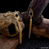 Gold plated Black Stone Chain Drop & Dangle Earring SKU5665