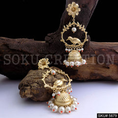 Gold plated Bird Design Drop & Dangle Jhumki Earring SKU5679