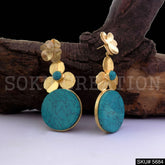 Gold plated Turquoise Design Drop & Dangle Earring SKU5684