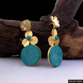 Gold plated Turquoise Design Drop & Dangle Earring SKU5684