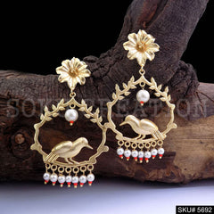Gold plated Statement Bird Style Drop & Dangle Earring SKU5692