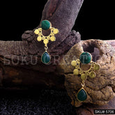 Gold plated Handmade Green Stone Style Drop & Dangle Earring SKU5706