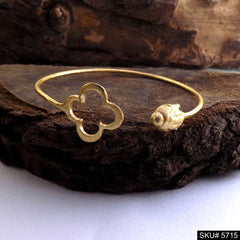 Gold Plated Statement Designer Flower Cuff SKU5715