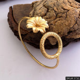 Gold Plated Unique Flower Statement Designer Cuff SKU5732