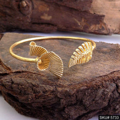 Gold Plated Unique Leaf Statement Designer Cuff SKU5733