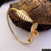 Gold Plated Unique Leaf Statement Designer Cuff SKU5733