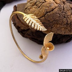 Gold Plated Unique Leaf Statement Designer Cuff SKU5733