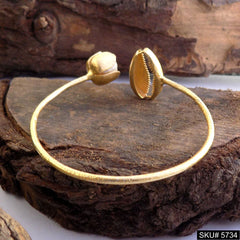 Gold Plated Unique Pearl and shell Statement Designer Cuff SKU5734