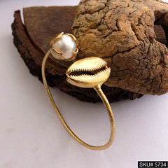 Gold Plated Unique Pearl and shell Statement Designer Cuff SKU5734