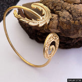 Gold Plated Unique Spiral and Leaves Statement Designer Cuff SKU5738