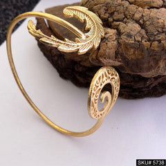 Gold Plated Unique Spiral and Leaves Statement Designer Cuff SKU5738