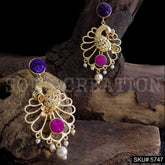 Gold plated Handmade Statement Peacock Design Drop and Dangle Earring SKU5747