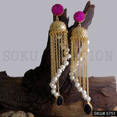 Gold plated Handmade Statement Drop and Dangle Designer Jhumki Earring SKU5751