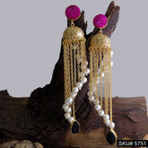 Gold plated Handmade Statement Drop and Dangle Designer Jhumki Earring SKU5751