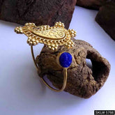 Gold Plated Unique Curve Gemstone Statement Designer Cuff SKU5766