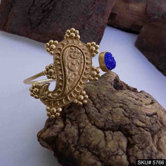 Gold Plated Unique Curve Gemstone Statement Designer Cuff SKU5766