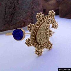 Gold Plated Unique Curve Gemstone Statement Designer Cuff SKU5766