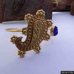Gold Plated Unique Curve Gemstone Statement Designer Cuff SKU5766