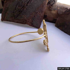Gold Plated Unique Curve Gemstone Statement Designer Cuff SKU5766