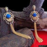 Gold plated Handmade Flower Design with Multi Long Chain Drop and Dangle Earring SKU5771