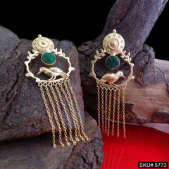 Gold plated Handmade Bird Style with Multi Long Chain Drop and Dangle Earring SKU5773
