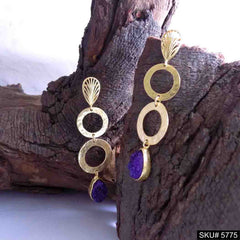 Gold plated Handmade Designer Long Drop and Dangle Earring SKU5775
