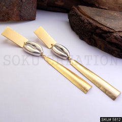 Gold plated Shell Statement Designer Drop and Dangle Earring SKU5812