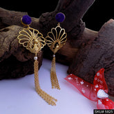 Gold plated Peacock Designer with Chain Drop and Dangle Earring SKU5825