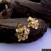 Gold plated Designer Unique Flower Big Stud Earring SKU5829