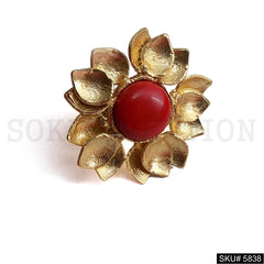Gold Plated Big Flower Designer Cocktail Adjustable Ring SKU5838
