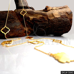 Gold Plated Chain Necklace with Statement Style Design of Long Chain Necklace SKU5840