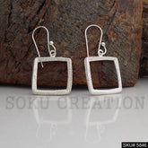 Silver plated Handmade Designer Square Ear Wire Earring SKU5846