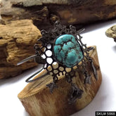 Black Plated Unique Stone Turquoise Designer Cuff SKU5868