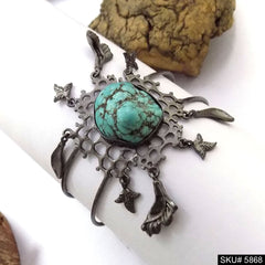 Black Plated Unique Stone Turquoise Designer Cuff SKU5868