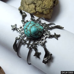 Black Plated Unique Stone Turquoise Designer Cuff SKU5868