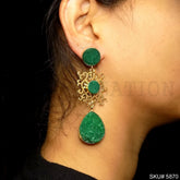 Gold plated Handmade Gemstone Drop and Dangle Earring SKU5870